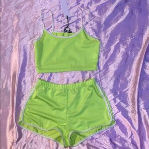SOLD ON DEPOP * Slime Crop Top Two-Piece Set